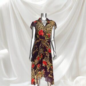 Robbie Bee Purple Animal & Floral Print Dress 6